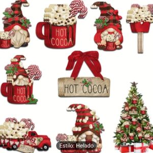 Adornos Navideños de Madera: Helados y Gnomes Festivos